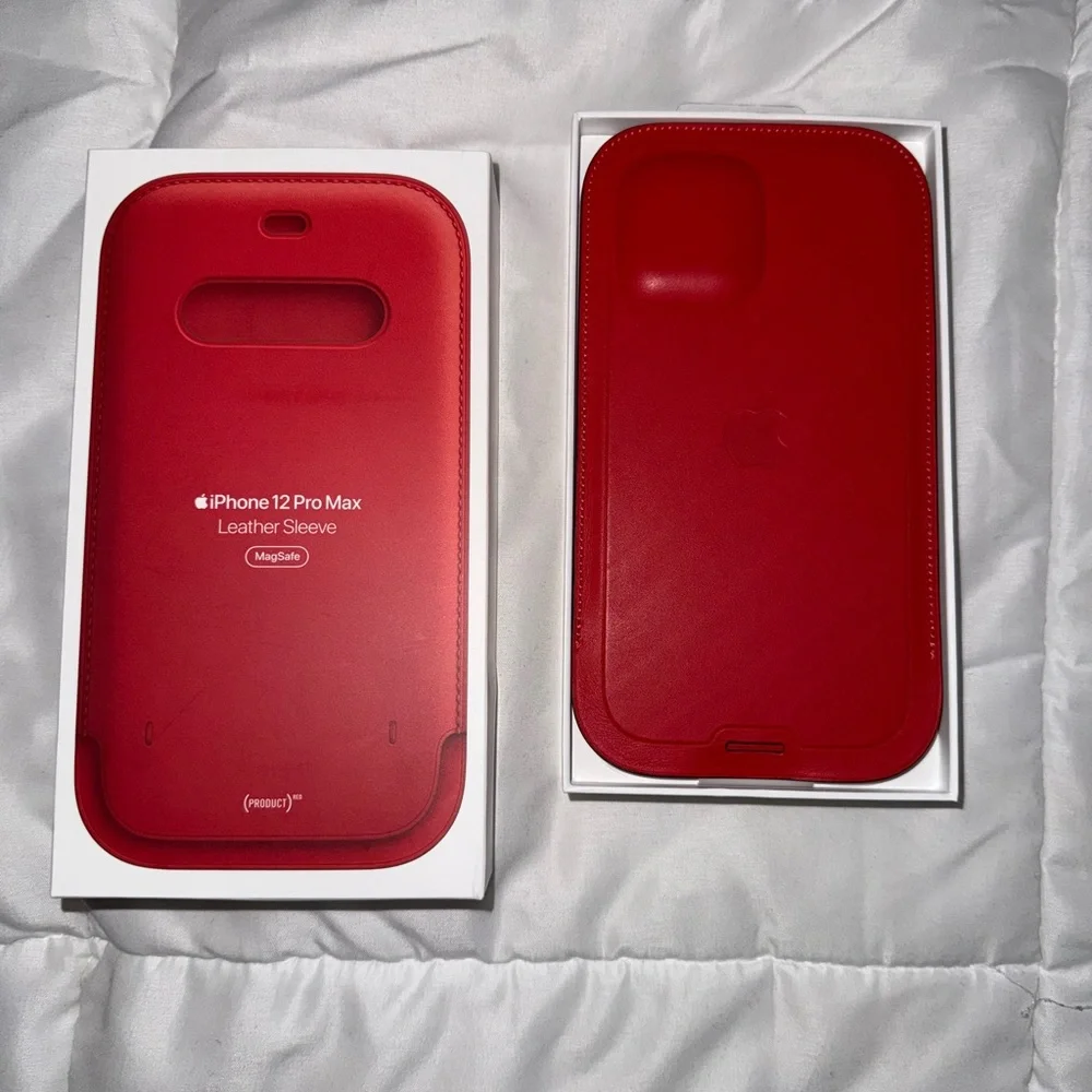 Apple iPhone 12 Pro Max Leather Sleeve Set - Blue, Red, Brown